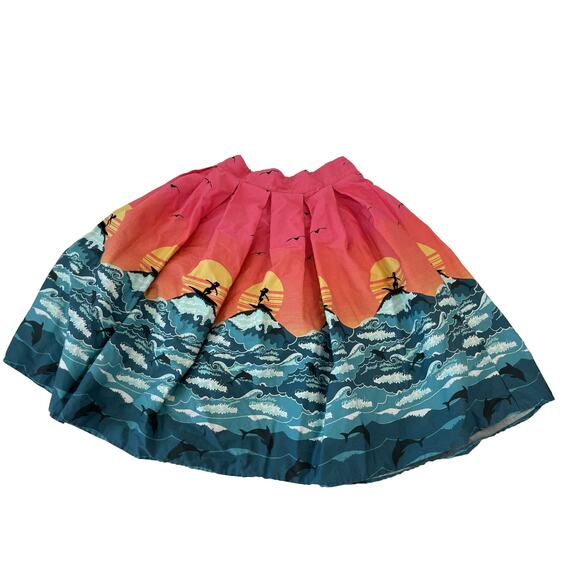 Sunset Surfer Skirt A-Line Art to wear Retro Pleated Dressever S - Picture 7 of 8